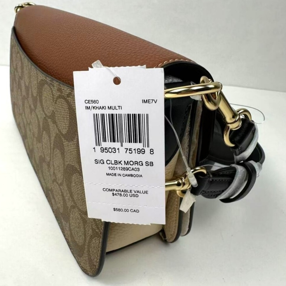 Coach Morgan Signature Color Block Shoulder Bag in Brown, Tan & Black - Picture 2 of 7